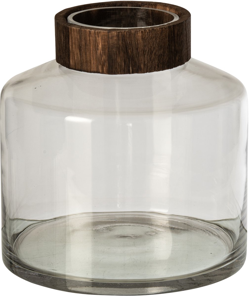 J-Line Vaas - glas - donkerbruin/transparant
