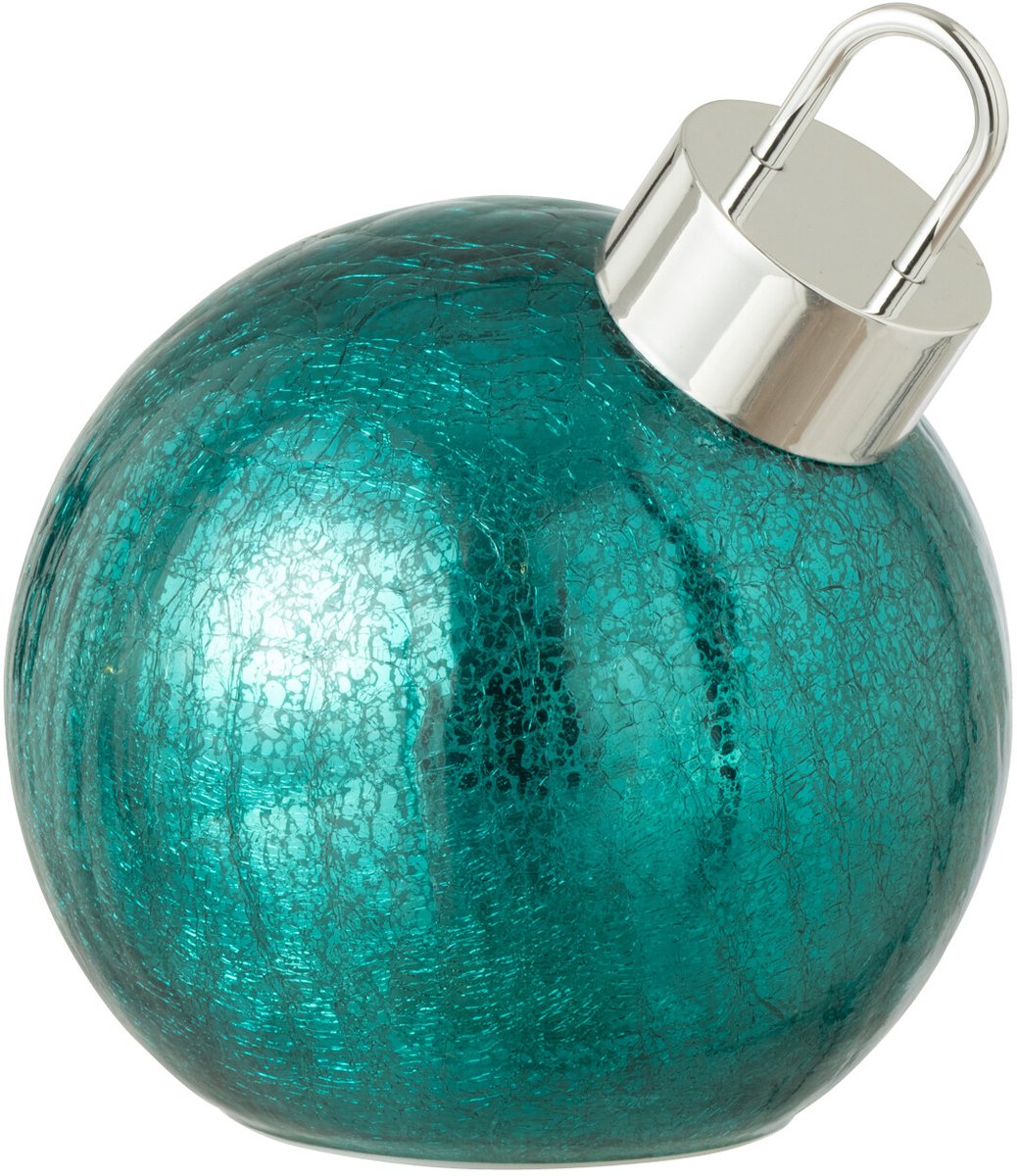 J-Line decoratie Bal - glas - turquoise - small - LED