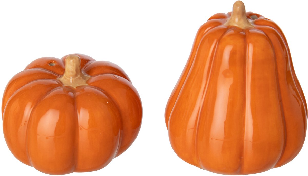 J-Line Peper-en-zoutstel pompoen - steengoed - oranje
