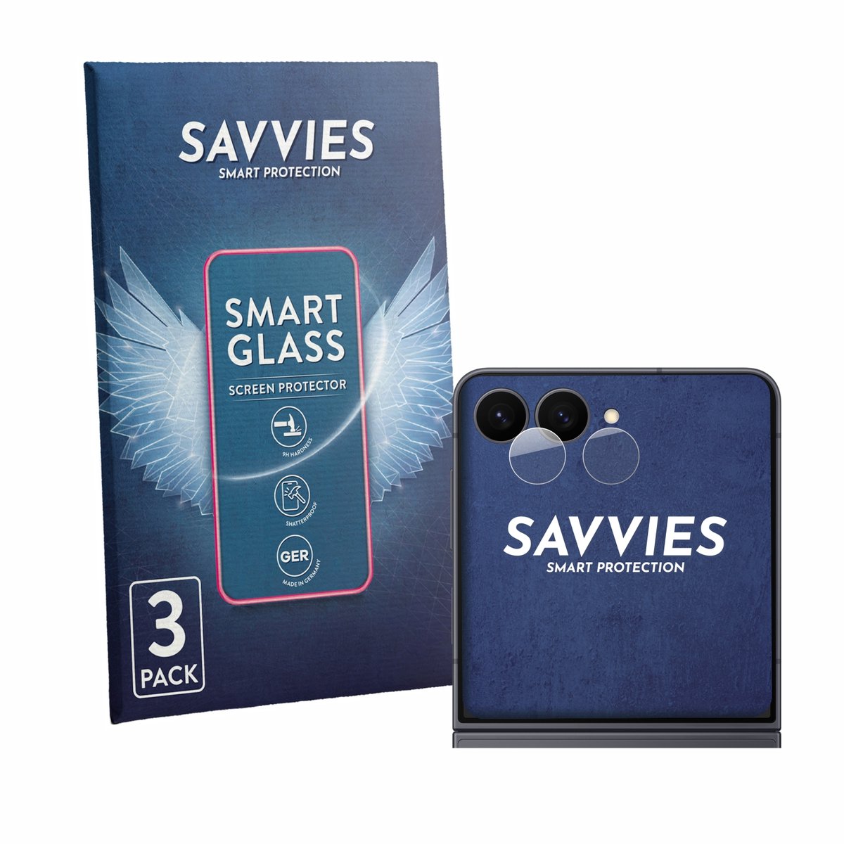 3 Stuks Savvies Screenprotector - geschikt voor Samsung Galaxy Z Flip 8 (ALLEEN Camera Lens) - beschermfolie glas transparant