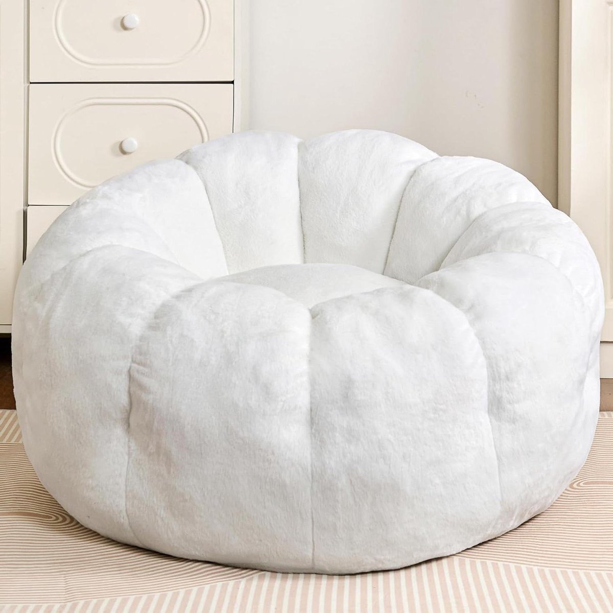 Zitzak met Vulling - Fauteuil Zacht - Ontspannen Zitten - Ergonomisch Bloem Design - 93 cm Breed - Grijs