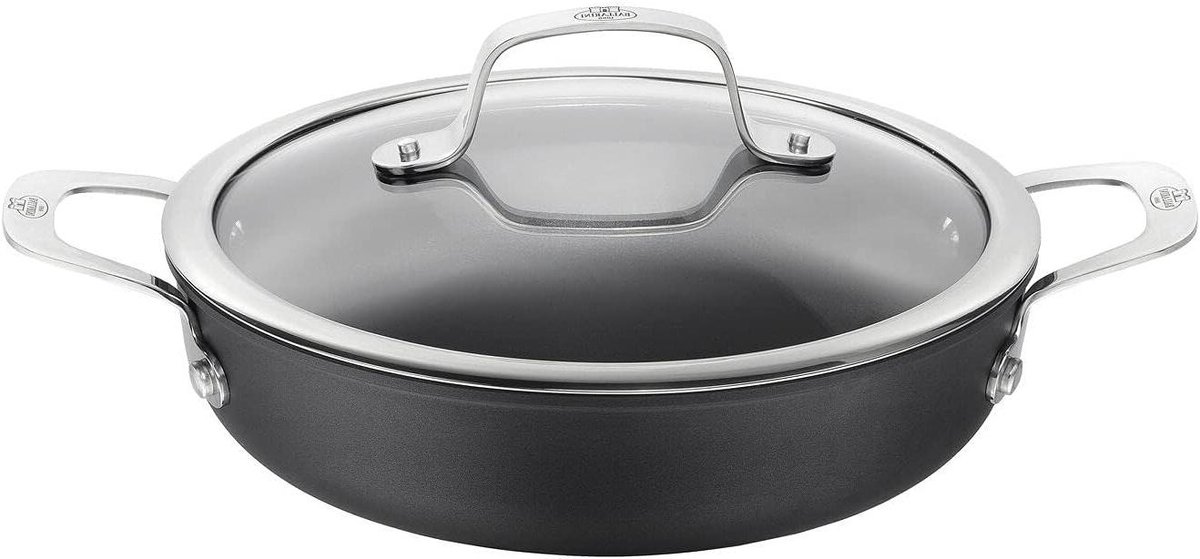 Frituurpan met handvatten - Diepe koekenpan - Lekker koken - Antiaanbaklaag - 24 cm - Zwart