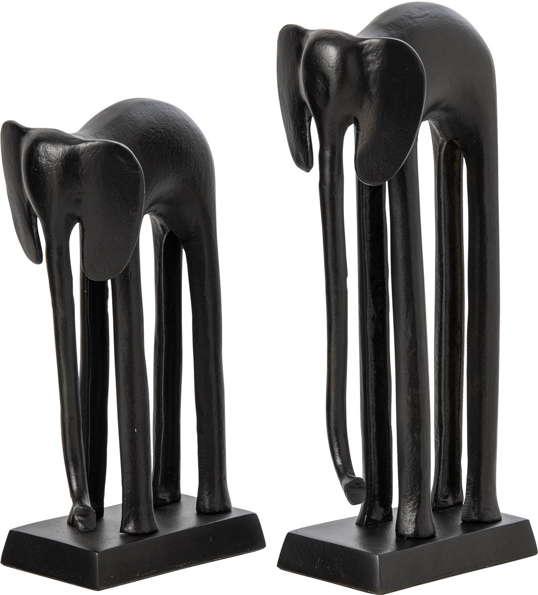 J-Line Olifanten - aluminium - zwart - set van 2
