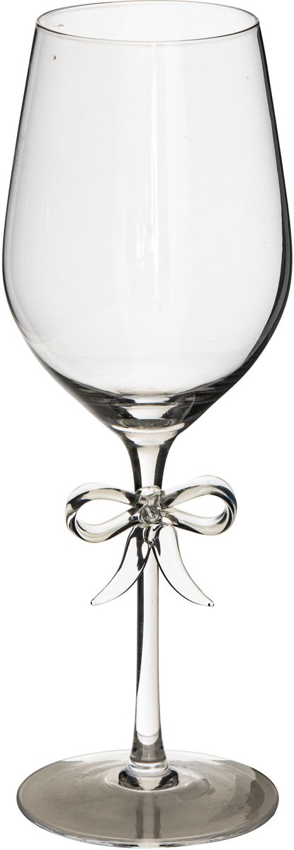 J-Line Wittewijnglas met strik - glas - transparant - set van 6