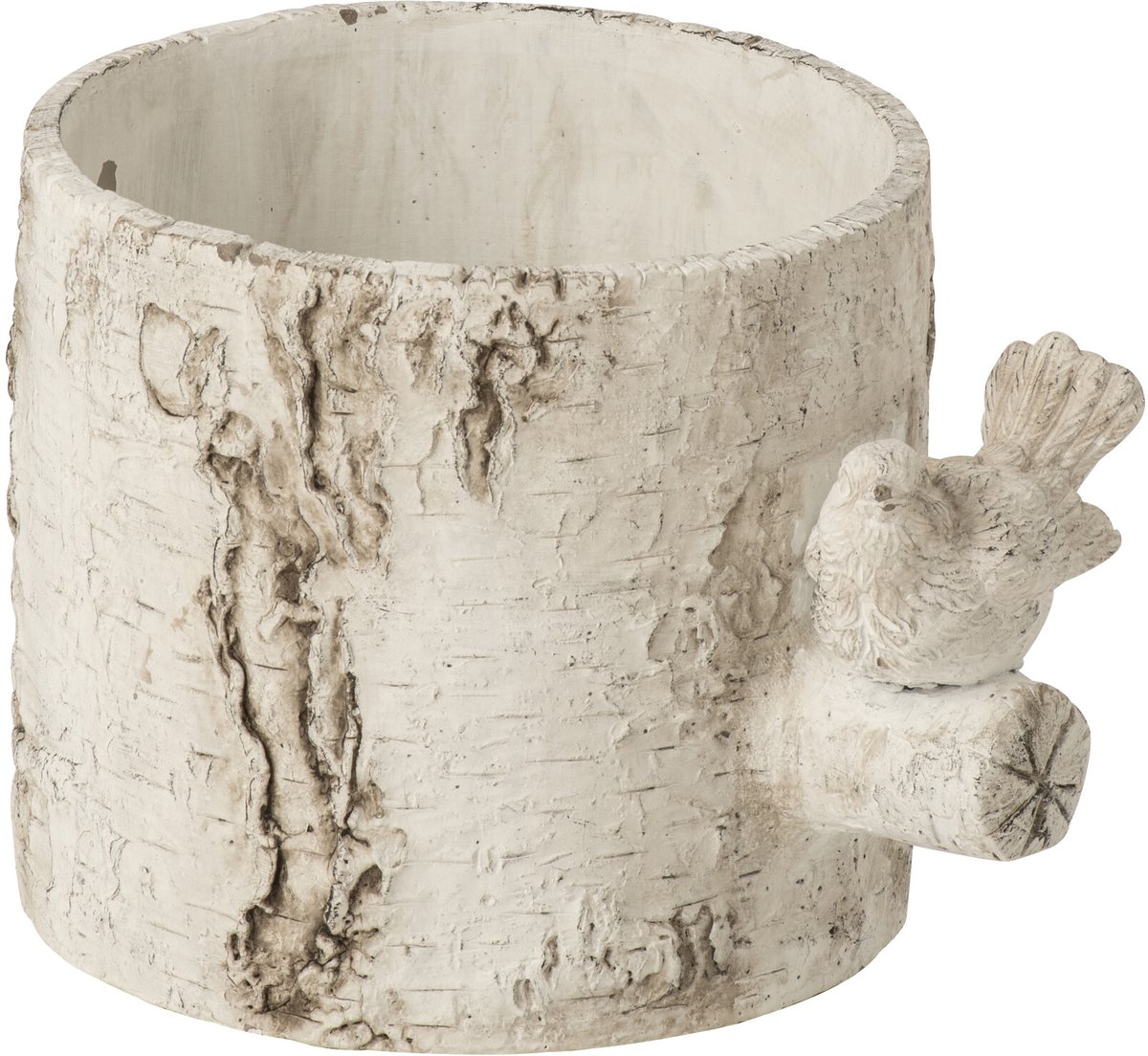 J-Line bloempot Vogel - cement - wit - medium
