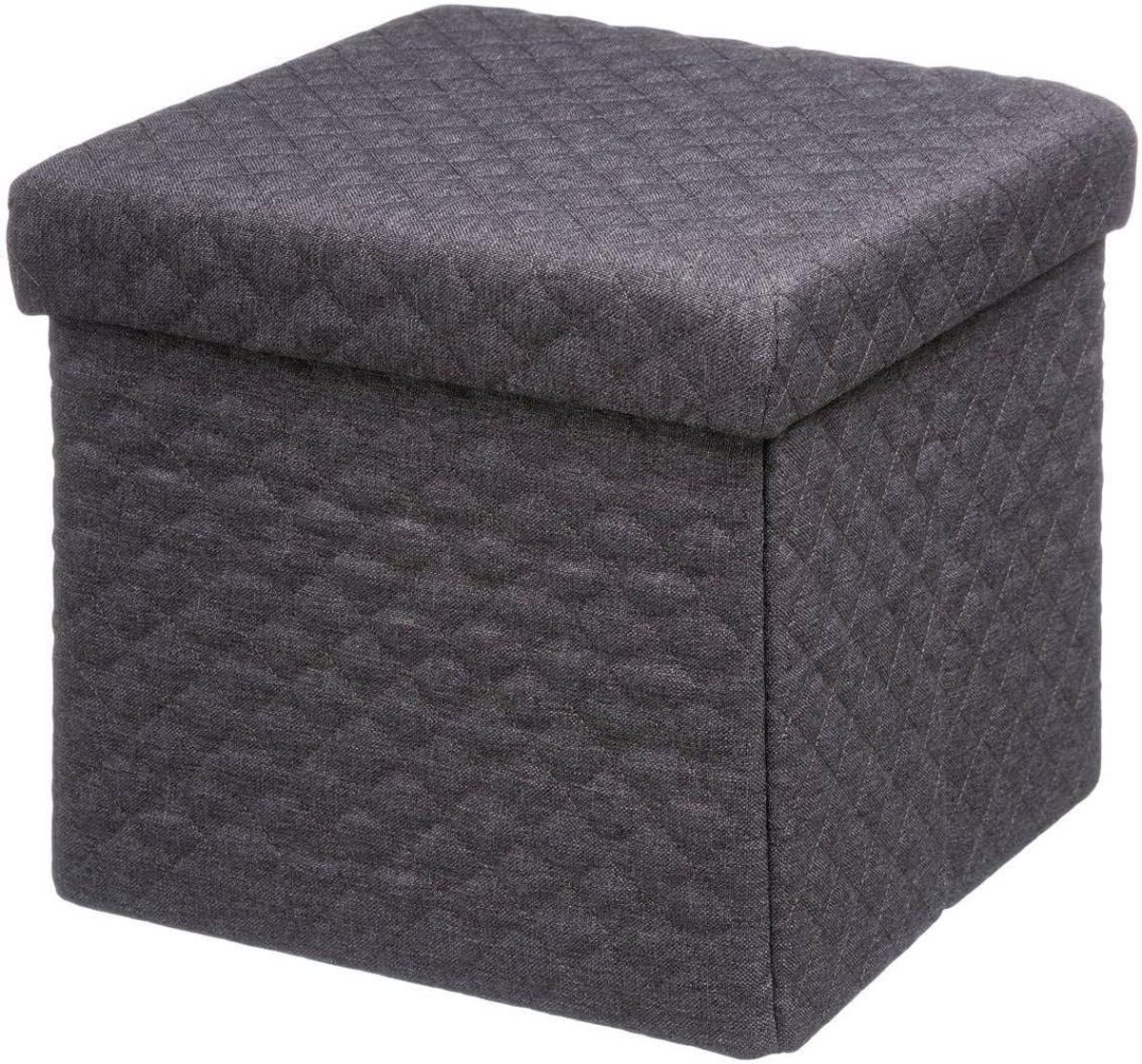 Zitbank en Opberger - Poef opbergbox - Decoreren en opbergen - 2-in-1 functie - 31 x 31 cm - Donkergrijs