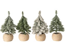 J-Line Sapin De Noël En Pot Polyéthylène Vert Foncé/Naturel Assortiment De 4
