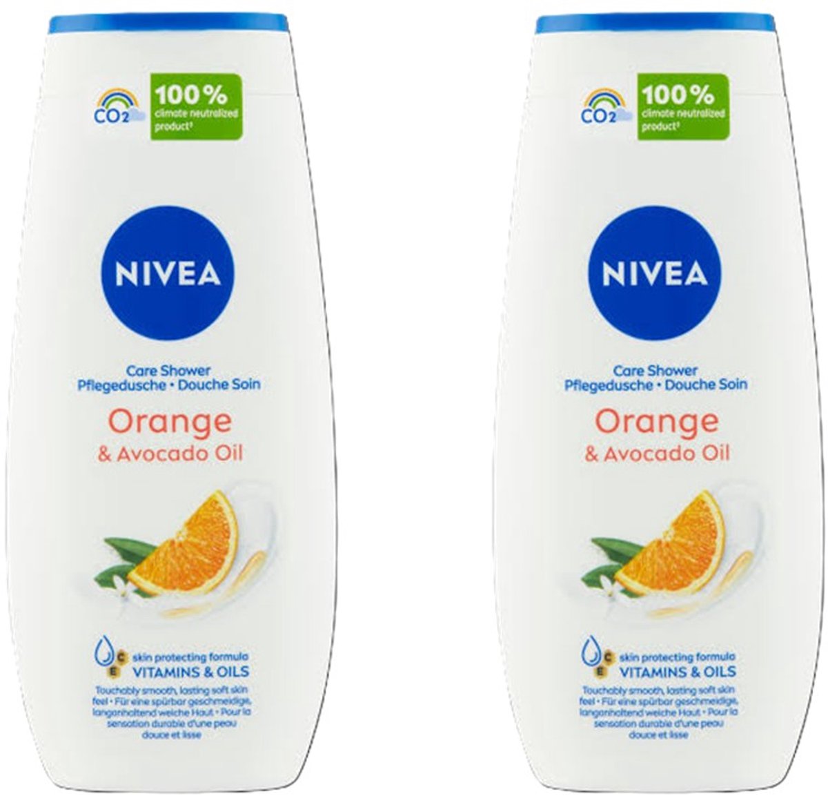 2 x Nivea - Douchegel - Orange - Voelbaar Gladde Huid - 250 ml - Douchegel - Huid Verzorging - Bamboemelk - Sinaasappelgeur - Voedende Douchegel