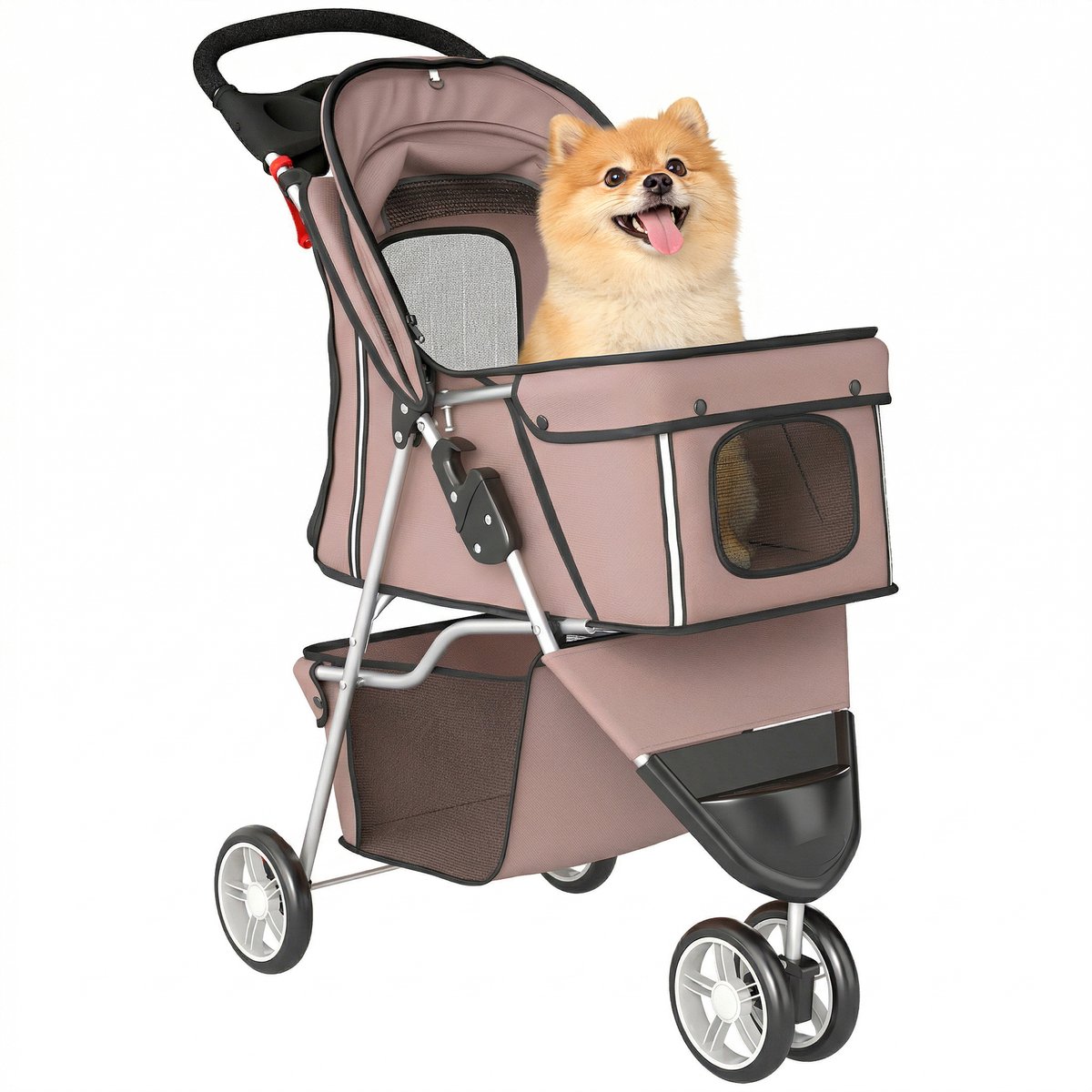 PawHut Hondenbuggy - Staal, Oxford-stof - 77 x 44 x 102 cm - Koffie