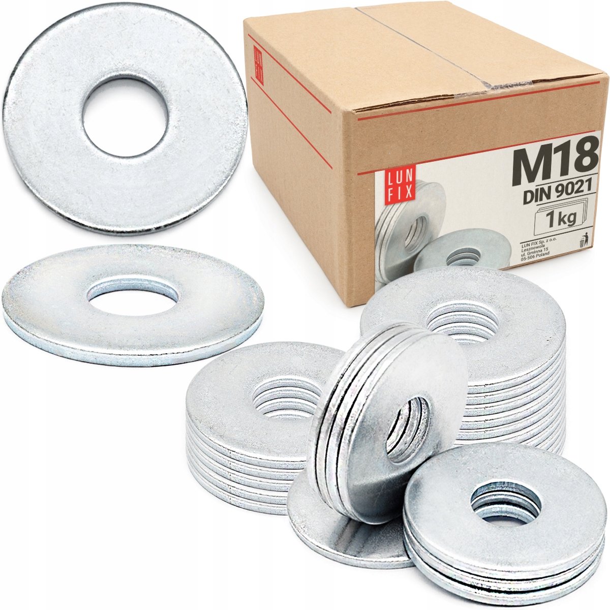 LUN FIX - Vergrote sluitring M18 verzinkt DIN 9021 - 1 kg