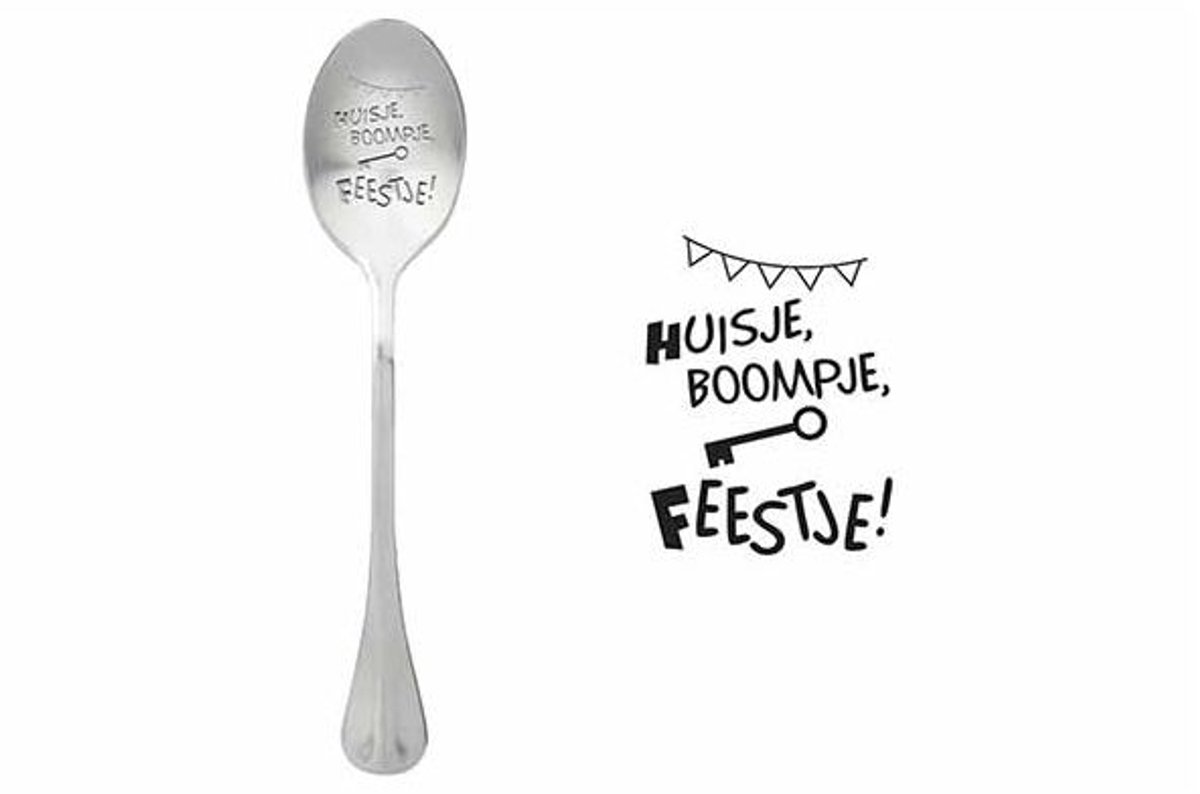 One Message Spoon Set6 Huisje, Boompje, Feestje