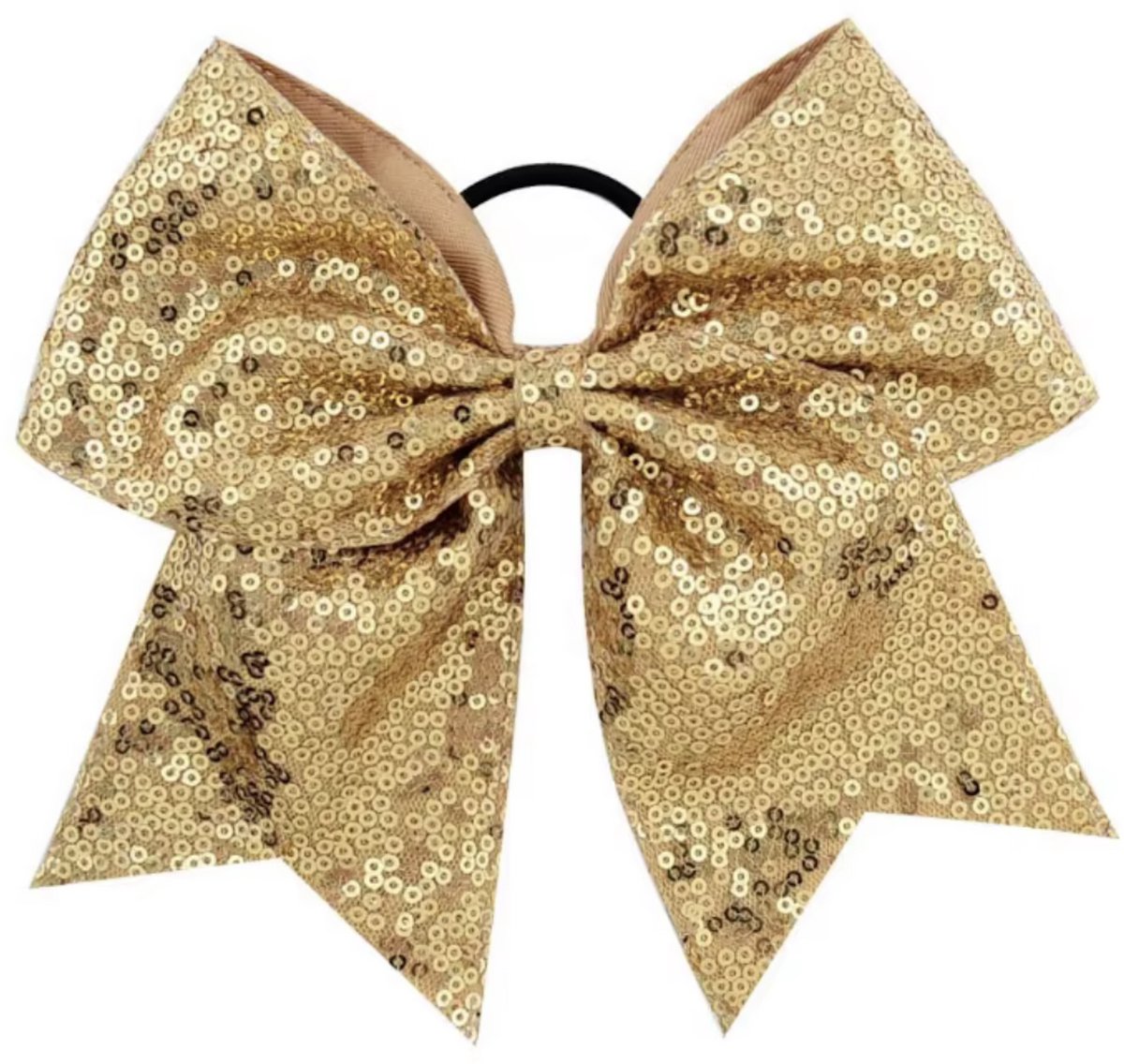 SilverAndCoco® - Gouden Haar Strik met Glitter / Elastiek Haarband Scrunchies / Haarstrik Glitters Knip Haarelastieken Dames Meisje / Gouden Elastische Knipje Kerst Feest Oud en Nieuw - Goud / Gold
