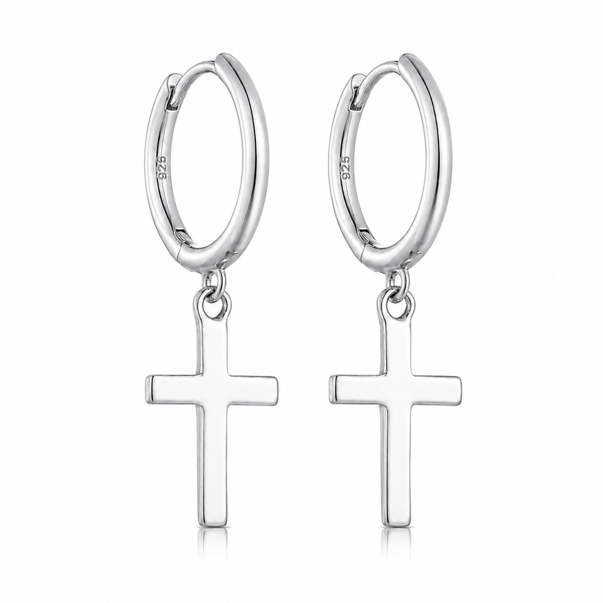 Marama - Oorbellen Zilver Kruisje - damesoorbellen - 925 Sterling Zilver met Permium Plating - oorhangers - geloof - subtiel - geschenkdoosje