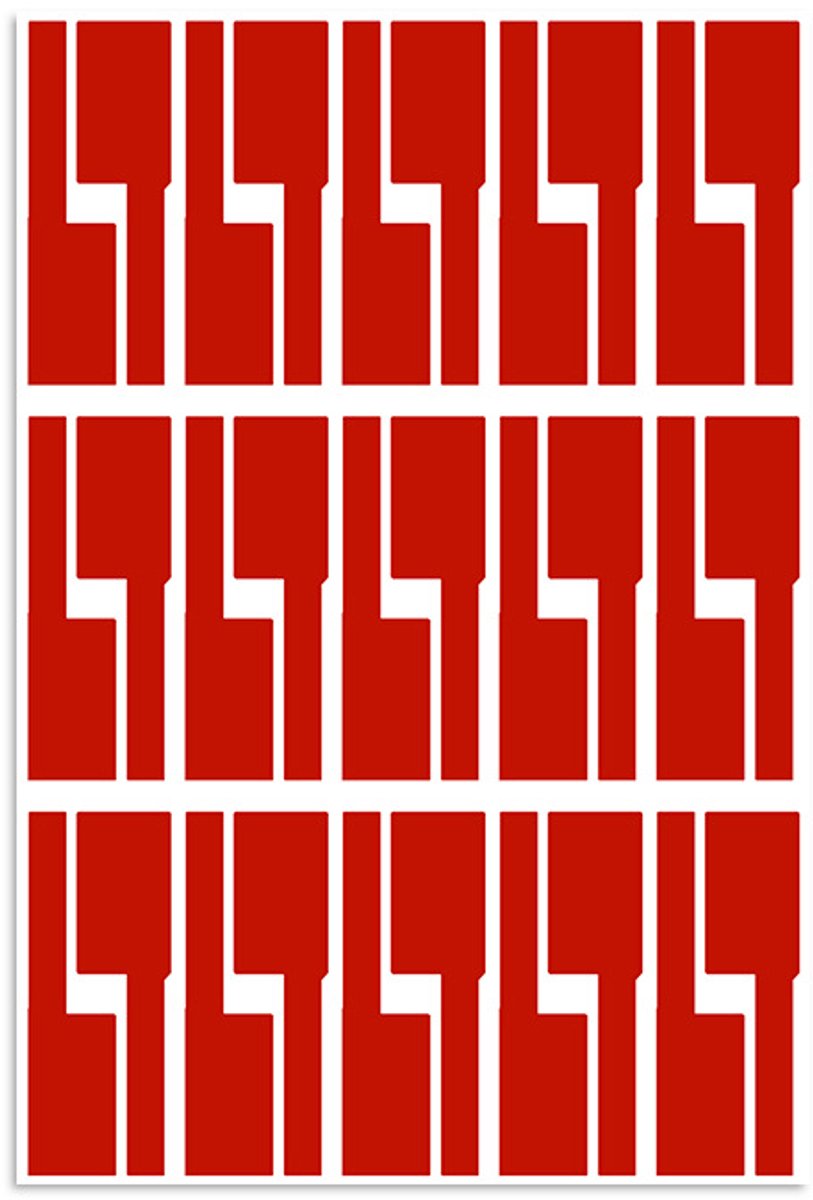 10 kabel-/elektrische identificatiestickers, zelfklevend, 300 stuks, sterke kleeflaag, waterdicht en scheurvast,rood