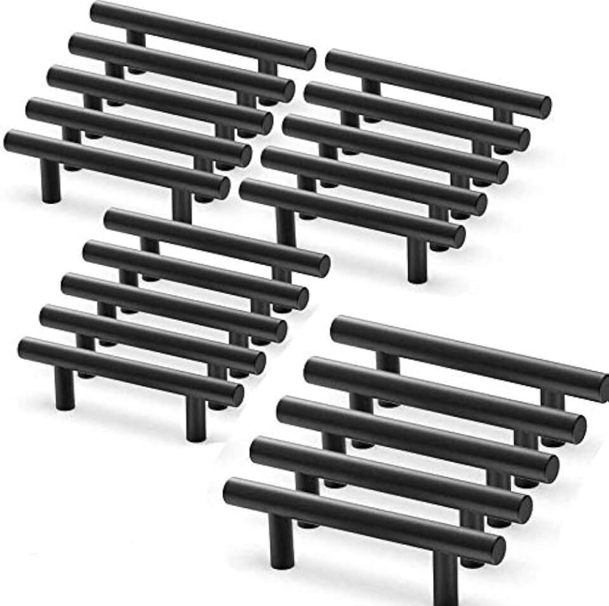 20 stuks meubelgrepen, zwart, meubelgrepen, keuken, zwart, T-grepen, lade, zwart, afstand 64 mm