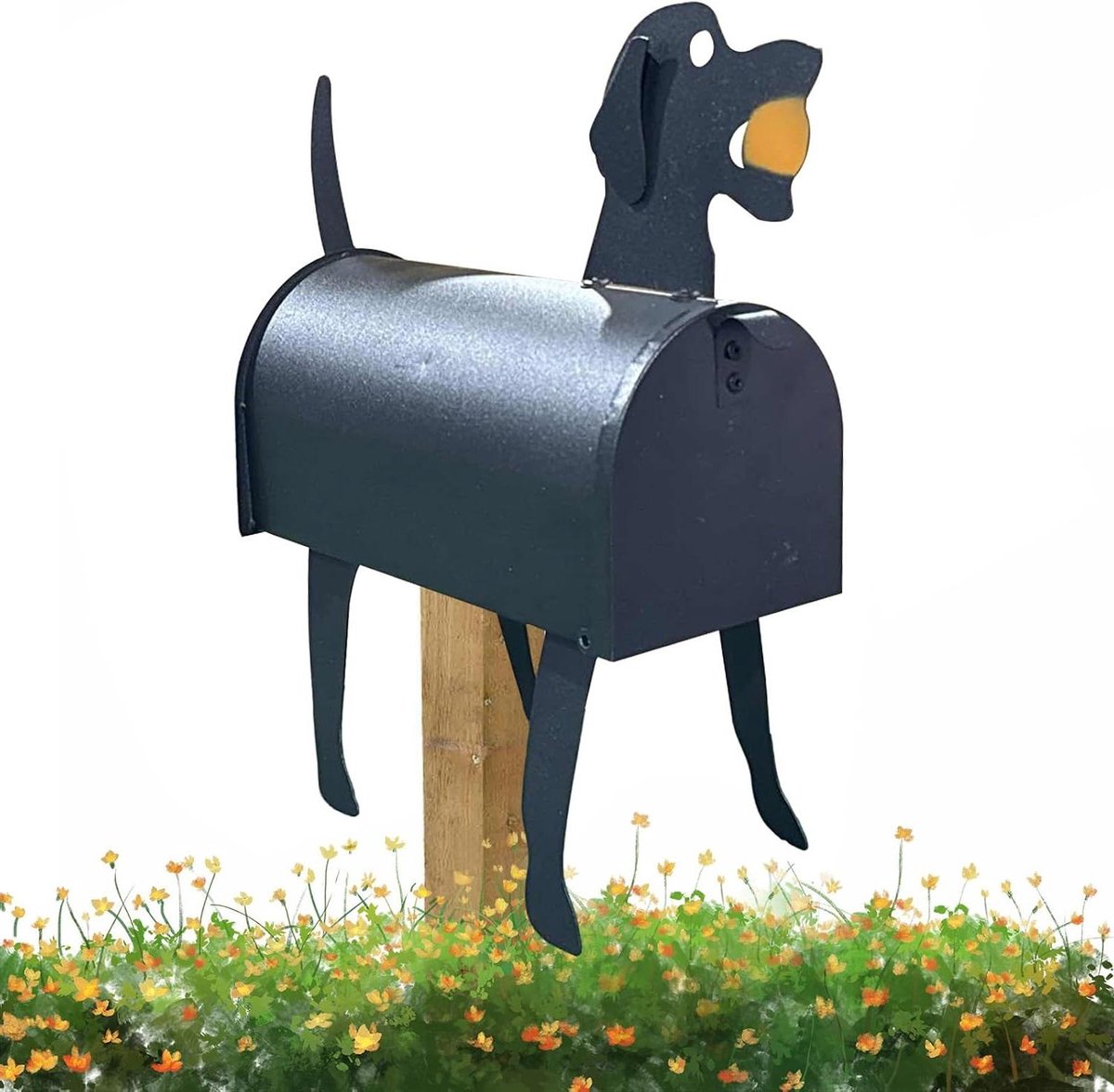 Dieren brievenbus - Postbak voor buiten - Tuin decoratie - Waterdicht metaal - 37 x 26 x 16 cm - Zwart