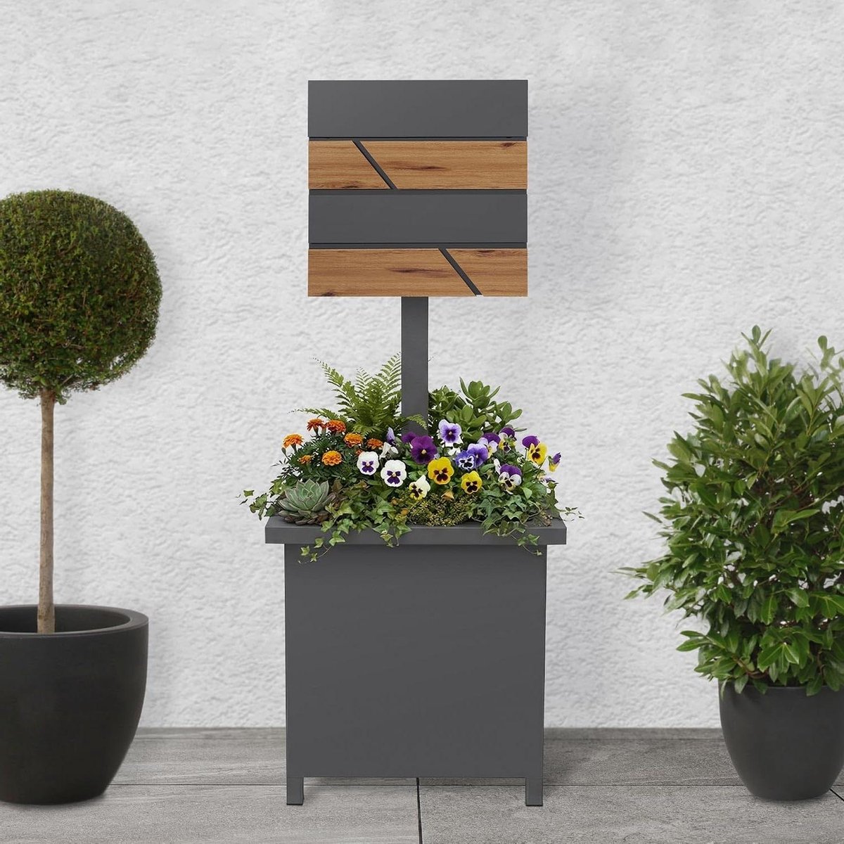 Staande Brievenbus - Postbus met standaard - Post ontvangen - Met plantenbak - 120 cm hoog - Antraciet