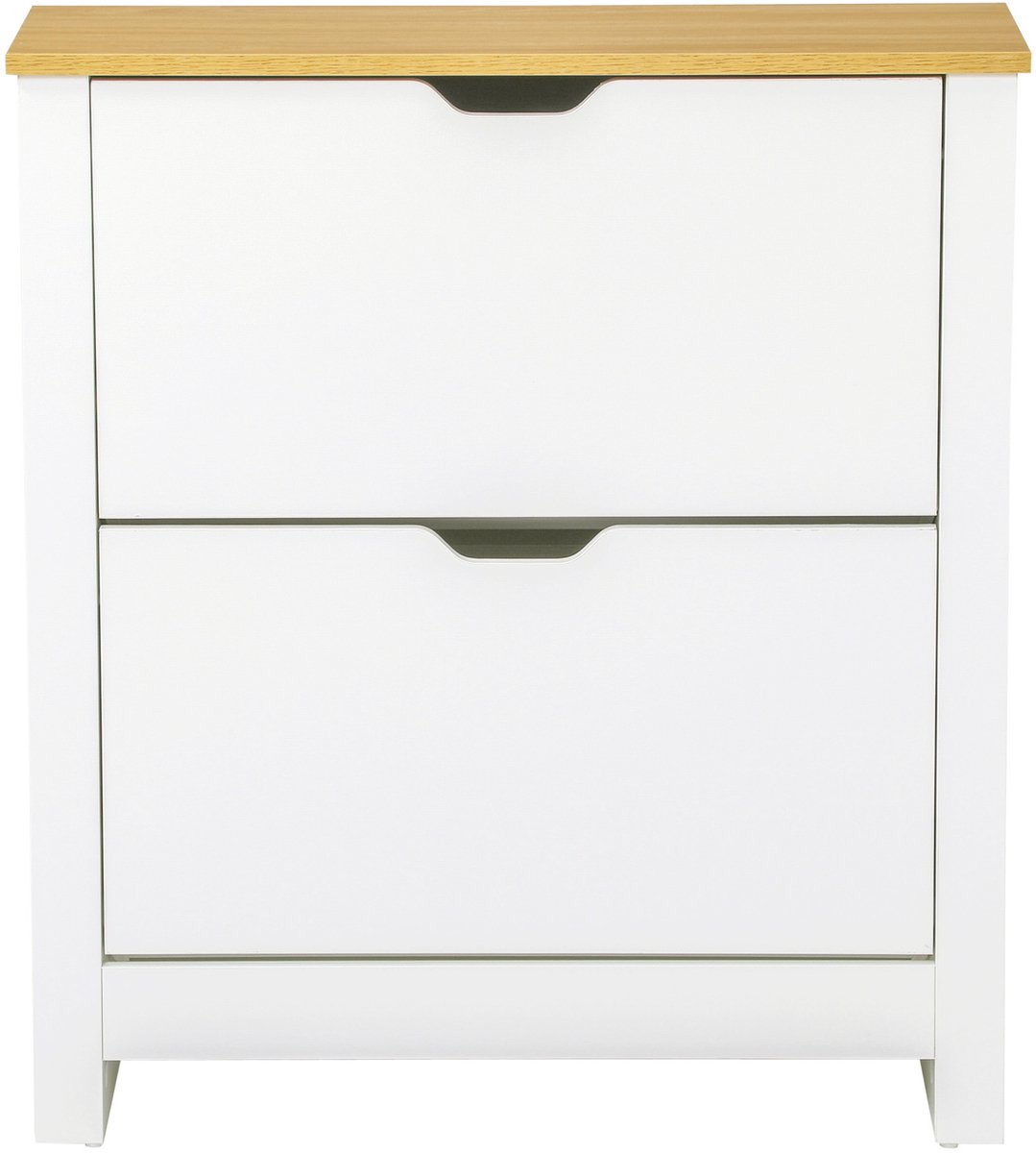 Schoenenkast 12 paar - Bsmalle schoenenkast met 2 opvouwbare laden en verstelbare planken - 72 x 26 x 80 cm - wit en eiken