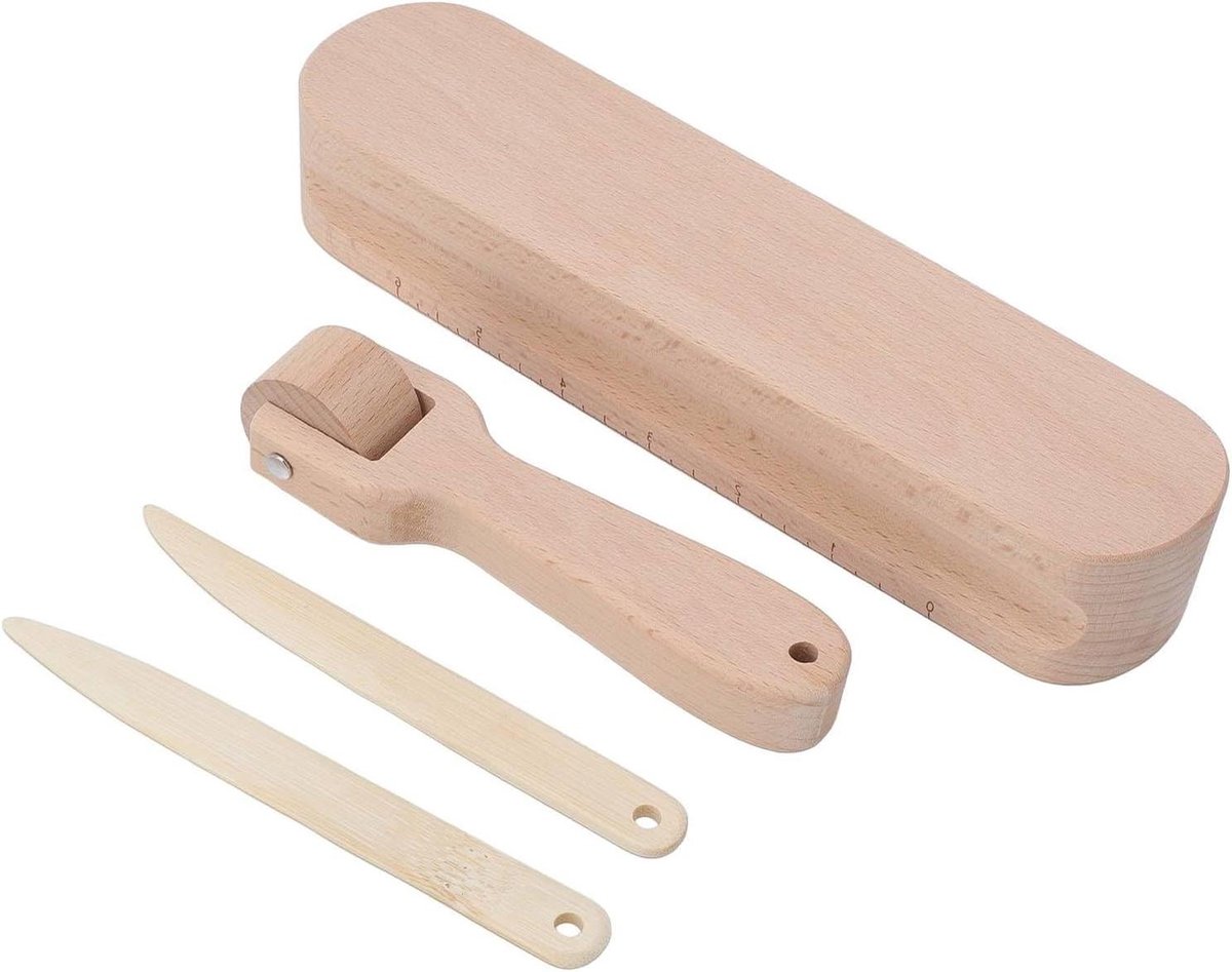 Kleermakers Gereedschap - Naai Set - Naden Vlakken - Beukenhout Constructie - 4 Delig - Houtkleur