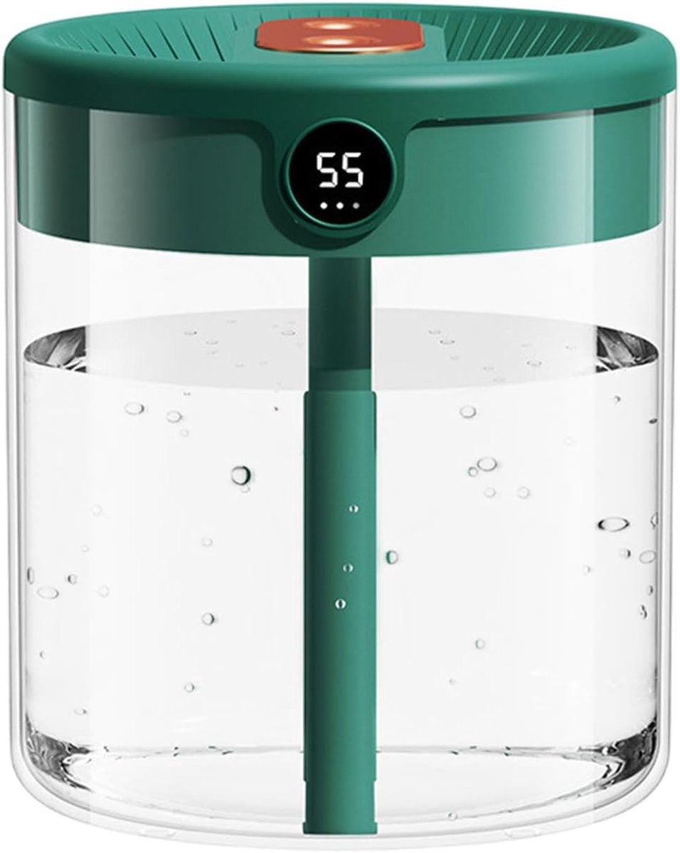 Bobypet - Luchtbevochtiger Slaapkamer met Sensor - Stille Luchtbevochtiger 2L met Dubbele Sproeikop - Koude Nevel Humidifier voor Babykamer en Planten - Top-Fill Luchtbevochtiger met Nachtlampje en Auto-Off - Groen