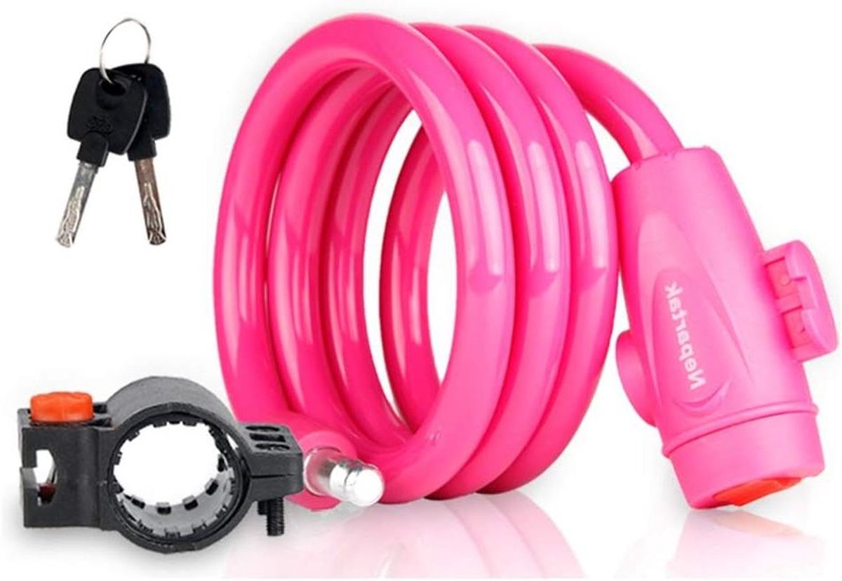 Fietsslot - Draadkabelslot - Fiets Beveiligen - Sleutelloos Vergrendelen - 30 cm - Roze