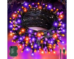 SnelShoppen - Halloween Decoratie Fairy Lights 6 Meter, 60 LED, Waterdicht, Timer, Oranje Paarse Lichten, Buiten Binnen, Spooky Feestverlichting