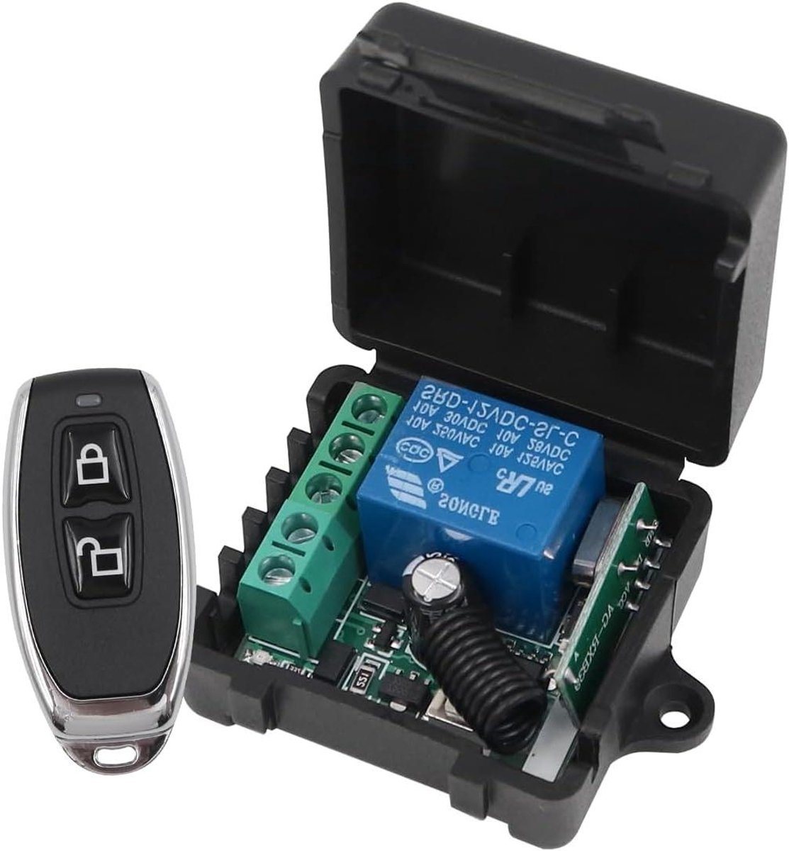 RF Zender Ontvanger - Afstandsbediening Schakelaar - Doe-het-zelf Projecten - 4 Instelbare Modi - 41.7x38.2x25.8mm - Wit