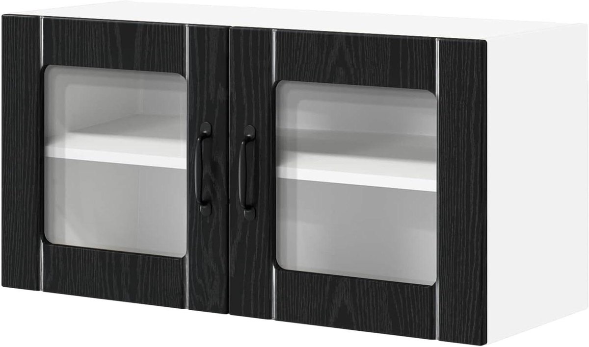 Keukenkast - Opbergkast - Keuken organiseren - Moderne uitstraling - 80 x 31 x 40 cm - Zwart eiken