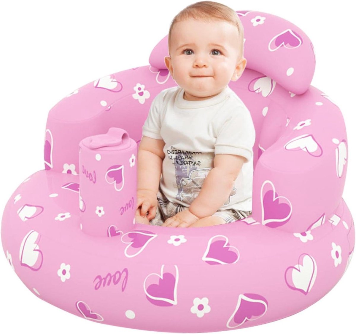 Opblaasbare kinderstoel - Peuter zitje - Zelfstandig zitten - Ingebouwde pomp - 49 x 49 x 35 cm - Roze