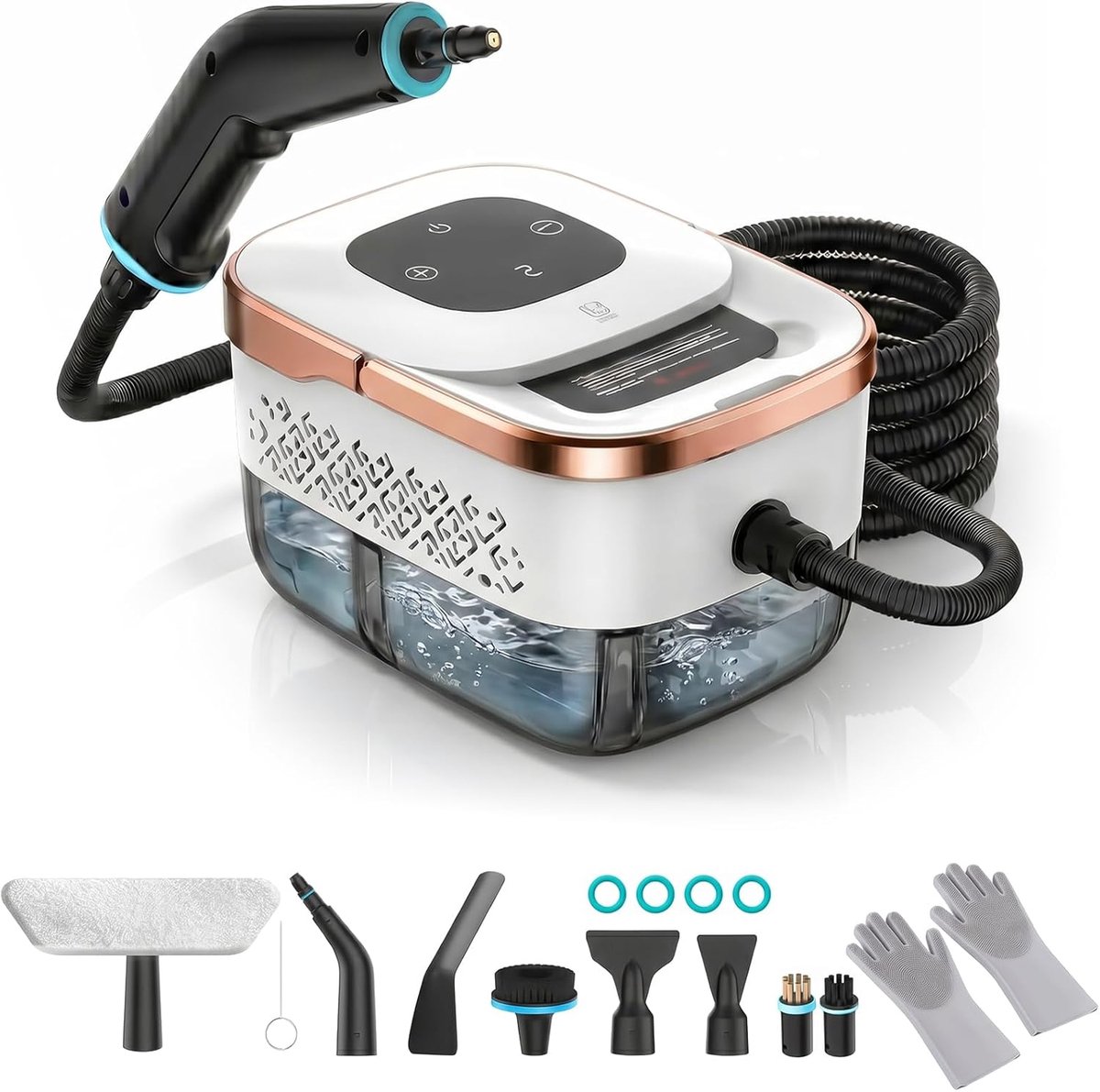 Handheld stoomreiniger 2500W - 1250ml watertank - 8 opzetstukken - ideaal voor auto en keuken - SnelShoppen