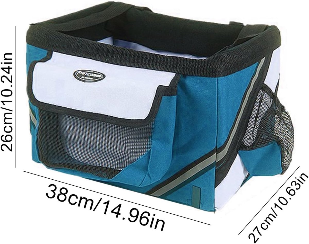 Fietshouder voor honden - Huisdier mand - Veilig transport - Reflecterende strepen - Tot 6 kg - Blauw