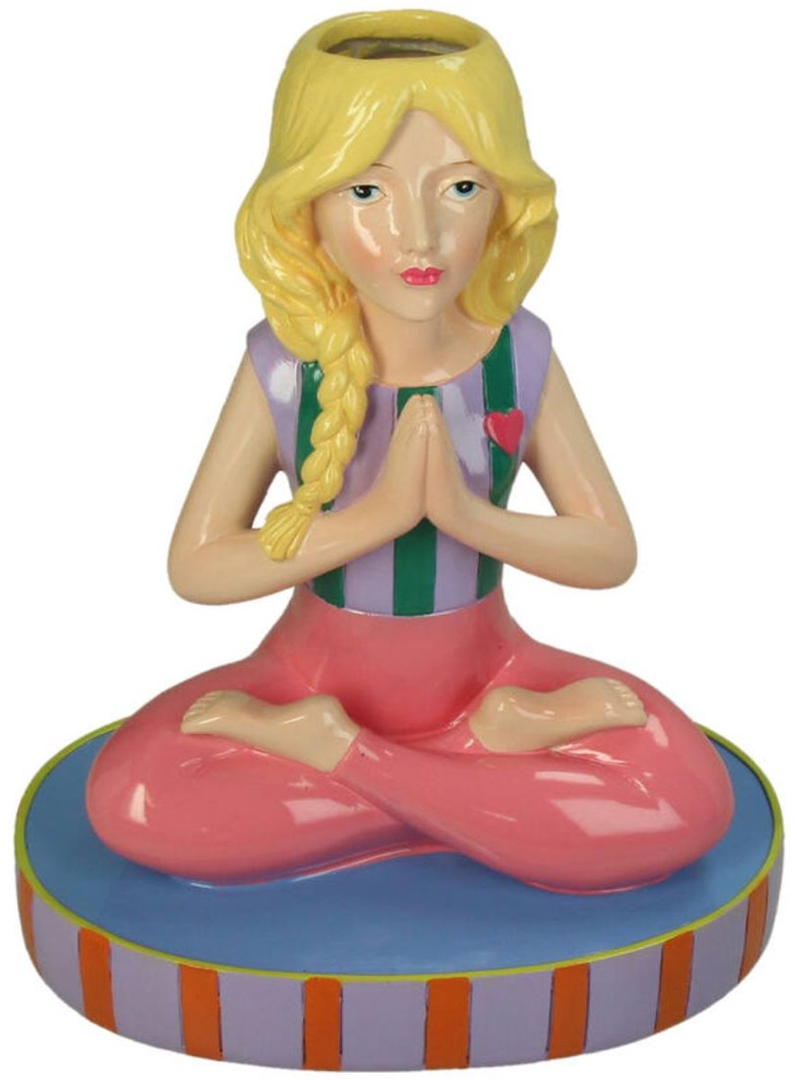 Vaas Yoga Lady Roze Blauw Polyresin 21,5x13x25cm