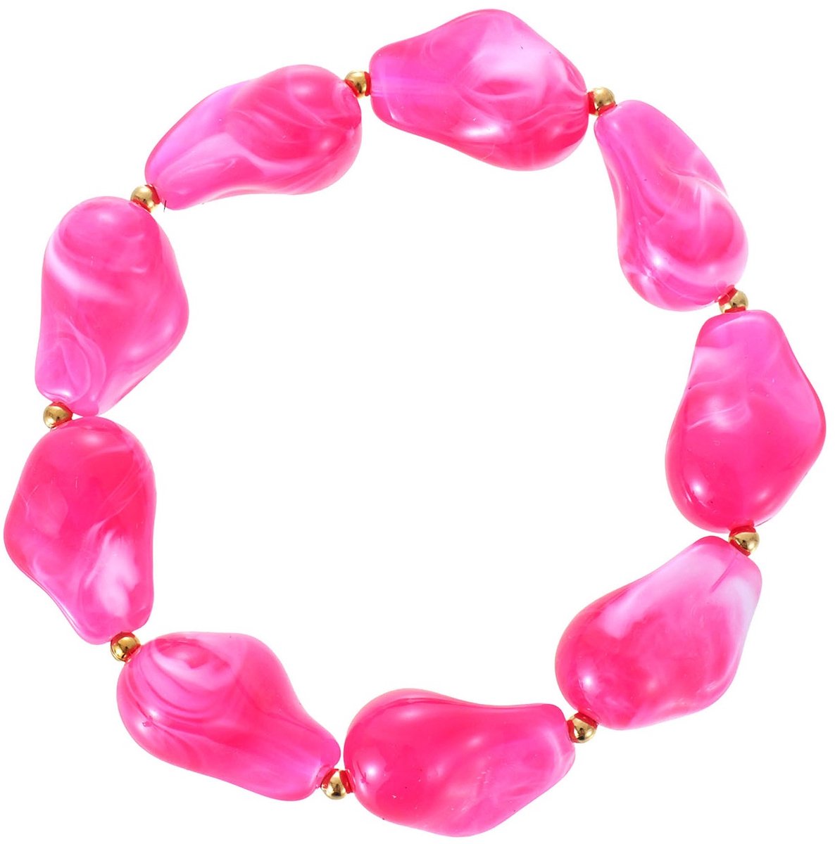 C-A4.4 BN1144-023-6 Steel BraceletAcrylic Beads Elastic Fuchsia