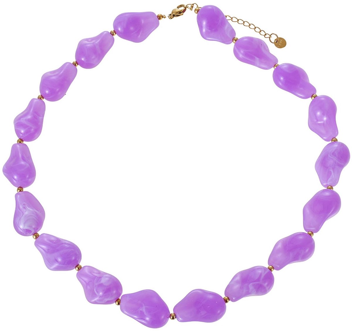 C-F10.1 N1144-023-1 S. Steel Necklace Acrylic Beads - 40-45cm Purple