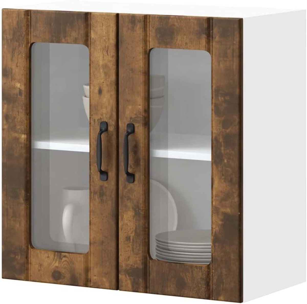 Hangkast met deuren - Keukenkast zwevend - Keuken opruimen - Glazen deuren - 60 x 31 x 60 cm