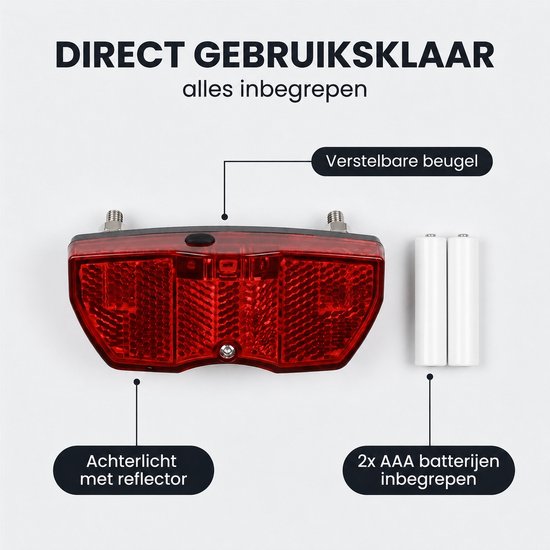 Benson Achterlicht - verstelbaar - rode LED - reflector - IPX3 - 93 x 41 x 23,5 mm - inclusief batterijen van Benson — afbeelding 5