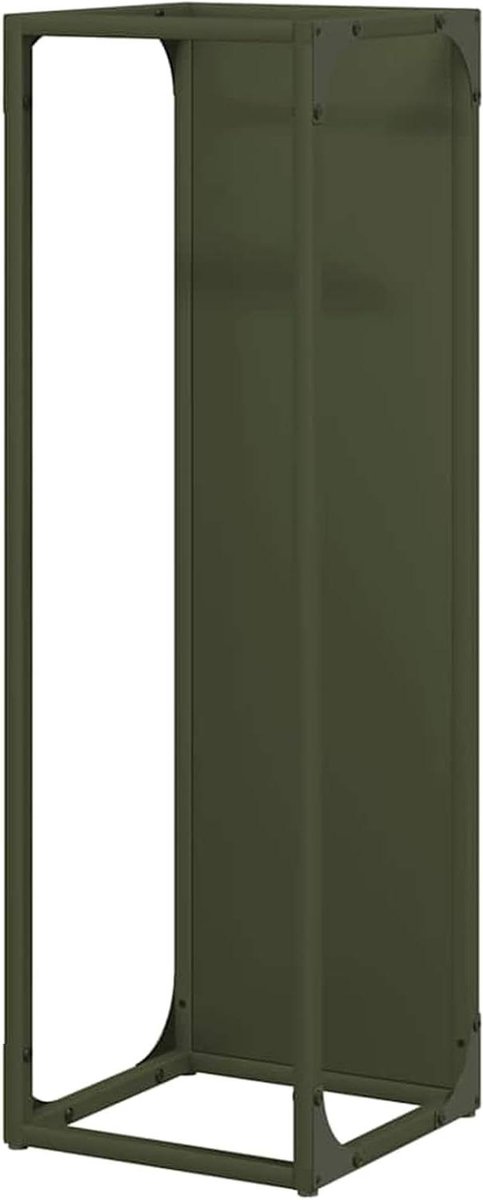 Brandhoutrek - Houtstapelaar Houder - Hout Opslaan - Robuust en Stabiel - 25 x 25 x 80 cm - Olijfgroen