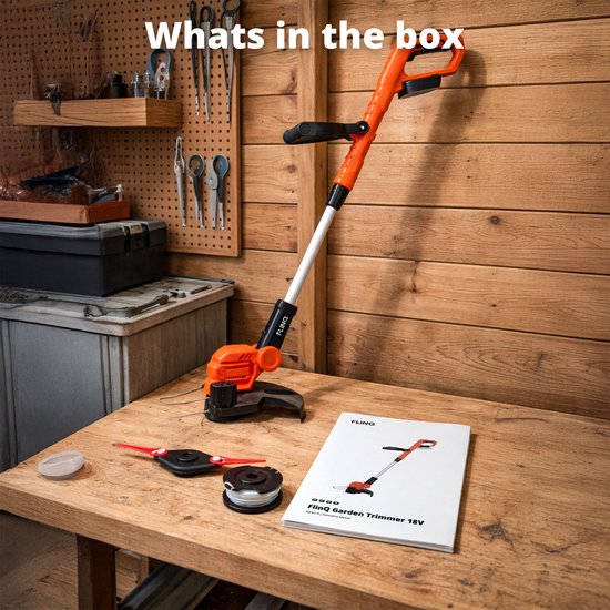 FlinQ Accu Grastrimmer - Incl Accu & Oplaadstation - Kantelbare trimmerkop - Verstelbaar - 26 maaidiameter - Gazonkantentrimmer - met lijnspoel & kunststof messen van FlinQ — afbeelding 3