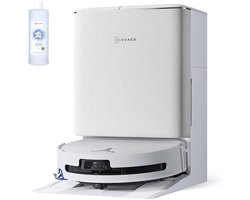 ECOVACS DEEBOT T90 OMNI – Robotstofzuiger – OZMO Roller dweil – 30.000 Pa –ZeroTangle 4.0 Anti-tangle –AIVI 3D obstakelvermijding–Zelfreinigend– Voor harde vloeren & tapijt–Wit–T80 Upgrade–1000ml Schoonmaakmiddel