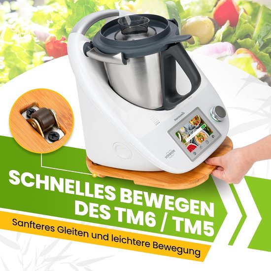 Schuifplank Keukenmachine - Glijplank Bamboe - Apparaat Verplaatsen - Met Wielen - 35x30 cm - Bamboe — afbeelding 4