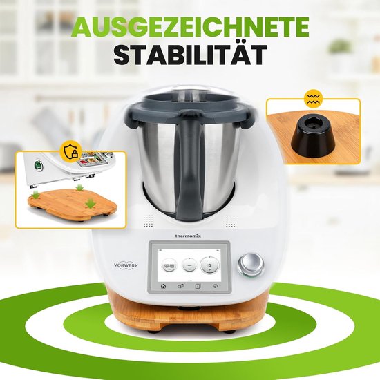 Schuifplank Keukenmachine - Glijplank Bamboe - Apparaat Verplaatsen - Met Wielen - 35x30 cm - Bamboe — afbeelding 3