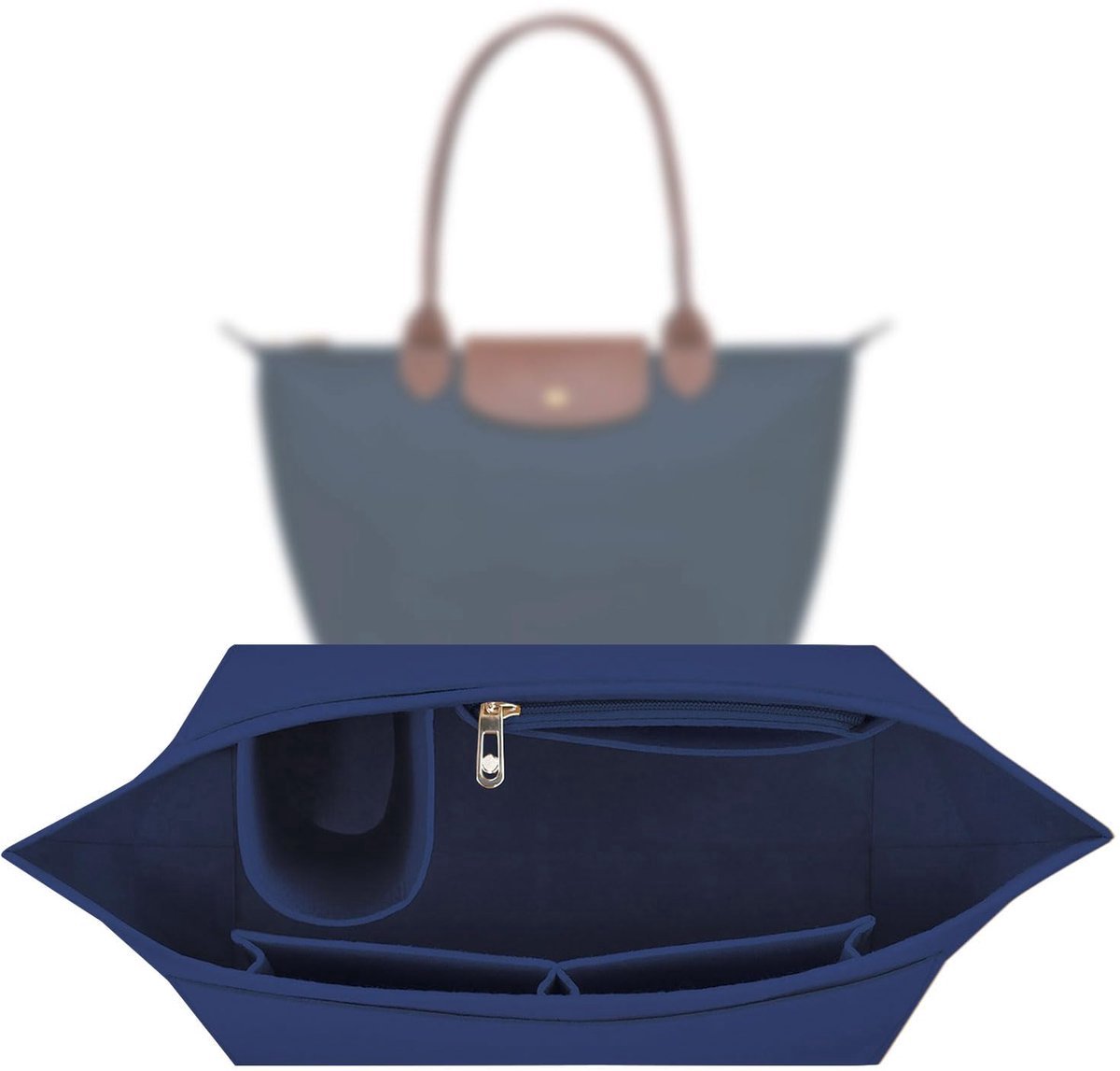 Casalora Bag Organizer Handtas - Tas Organizer, Bag in Bag, Compatibel met Damestassen zoals Longchamp, Marineblauw