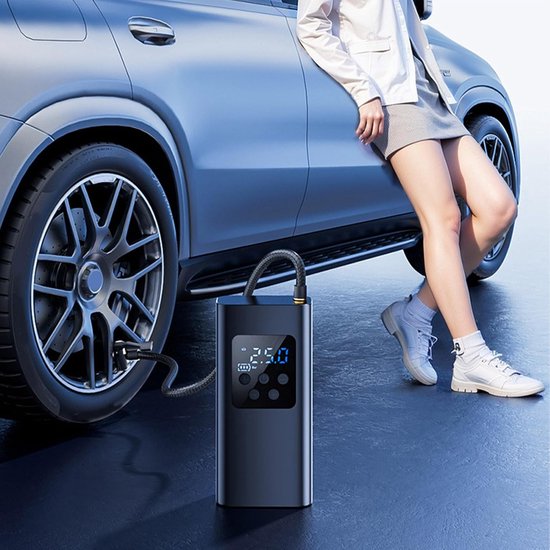 Elektrische Fietspomp - Luchtcompressor - Bandenpomp - Ballenpomp -Compressor Bandenpomp - Draagbare Luchtcompressor - 6000 mAh - Elektrische Fietspomp - Fiets/Auto/Motor/Bal/Luchtbed -Zwart van Merkloos — afbeelding 2