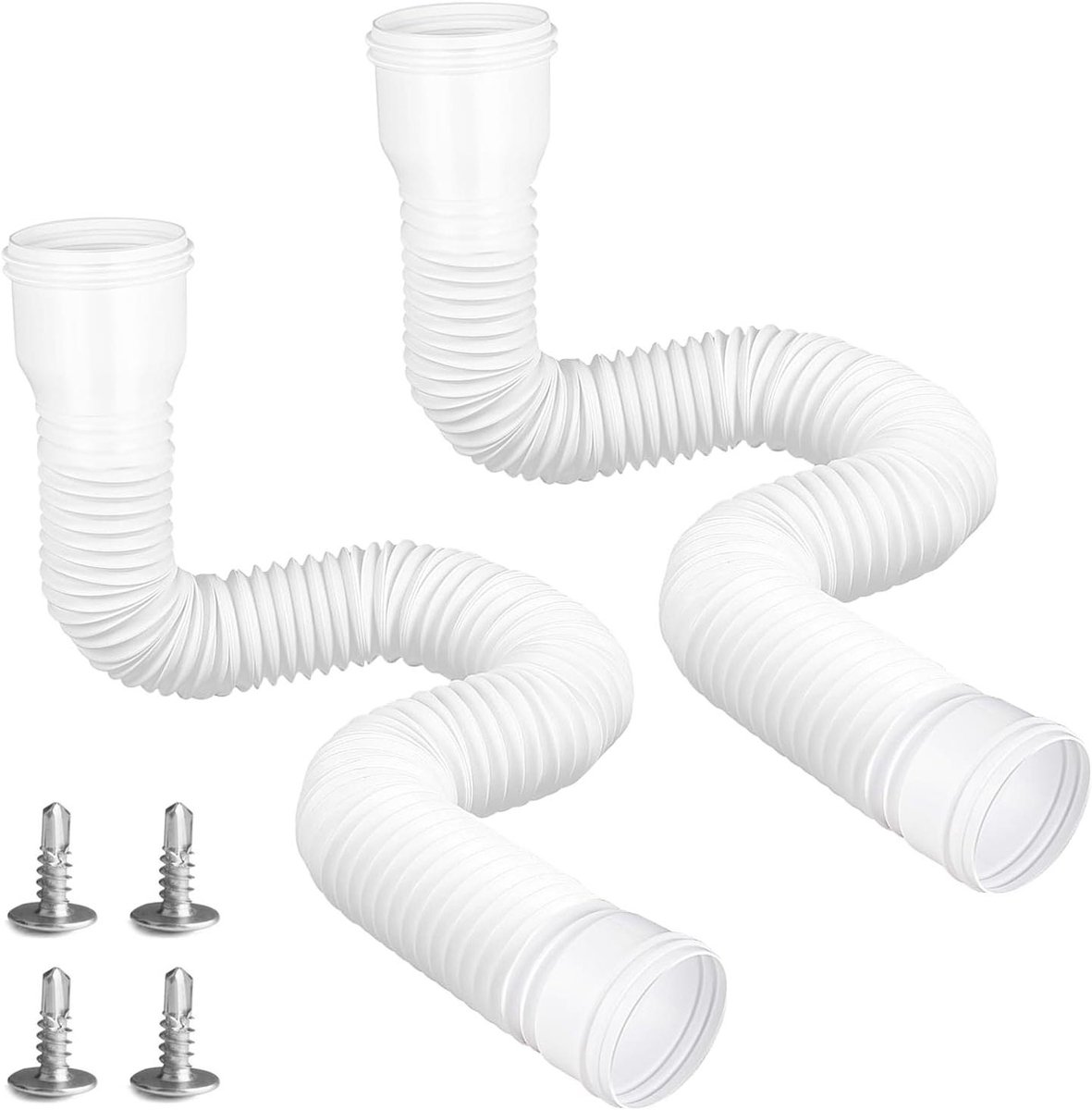 Regenpijp Verlenger - Dakgoot Flexibel - Waterafvoer Optimaliseren - Uittrekbaar 47-150 cm - 2 Stuks - Wit