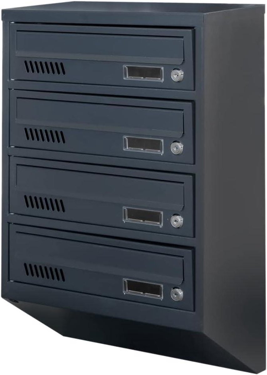 Brievenbussysteem met wandbevestiging - Postbus systeem - Post veilig ontvangen - Compacte diepte - 20D x 39B x 585H cm