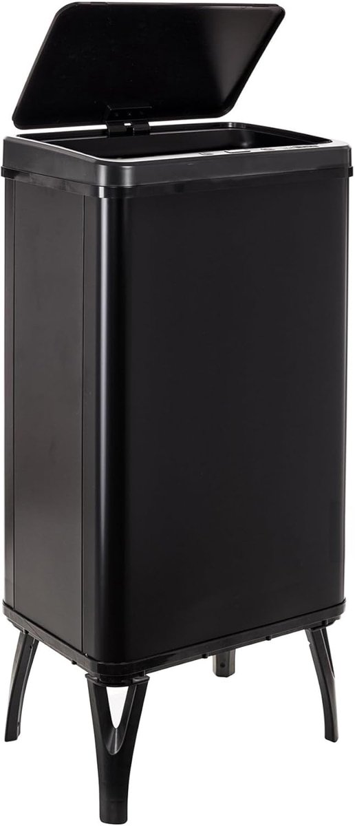 SnelShoppen - Intelligente Vuilnisemmer Automatisch Openen 50L Zwart - Handmatige Contactfunctie - 35,5 x 26 x 83,5 cm - Perfect voor Keuken, Tuin en
