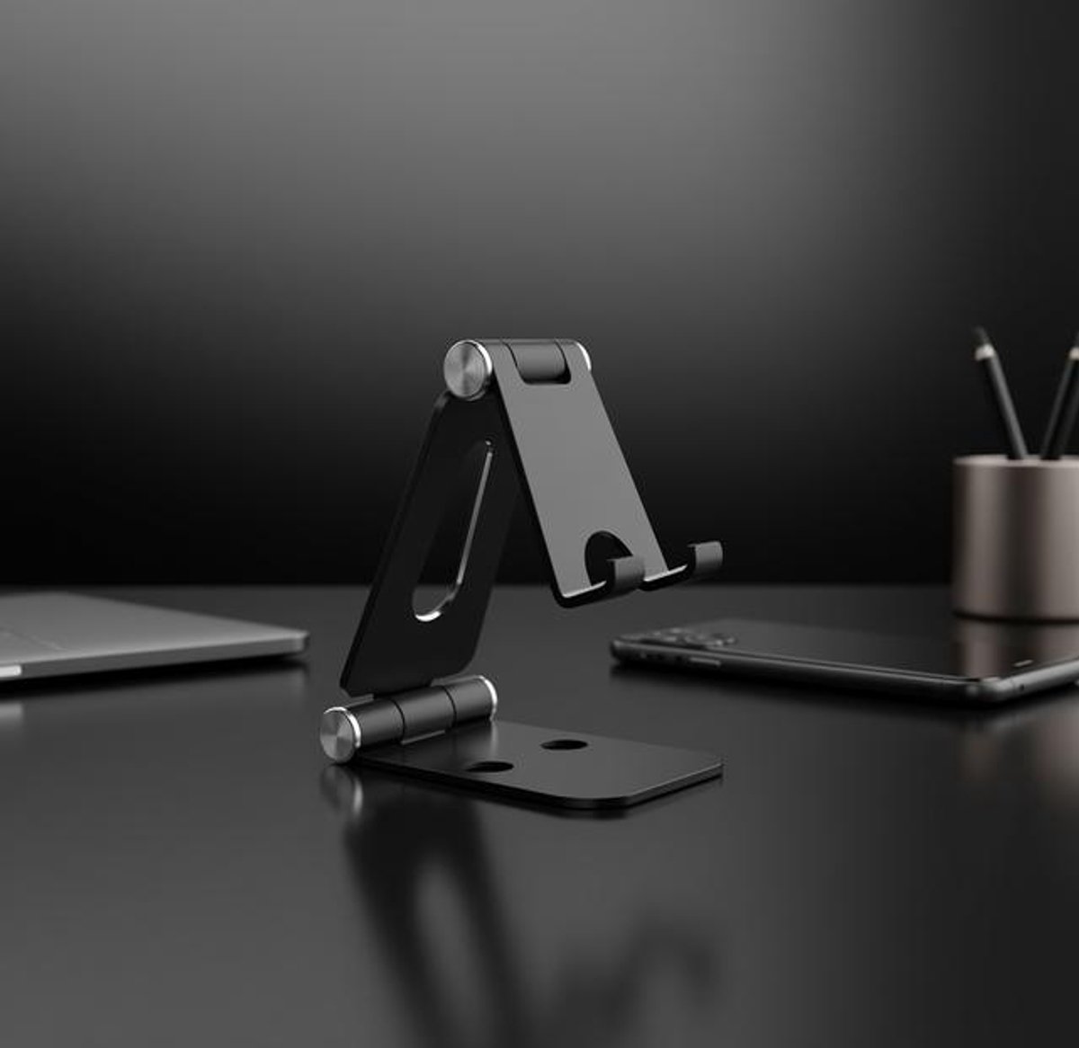 Huis Geluk Aluminium Opvouwbare Telefoonhouder - Verstelbare Mobiele Telefoonstandaard voor Bureau - Universeel Compatibel met iPhone, Samsung, Huawei, Xiaomi