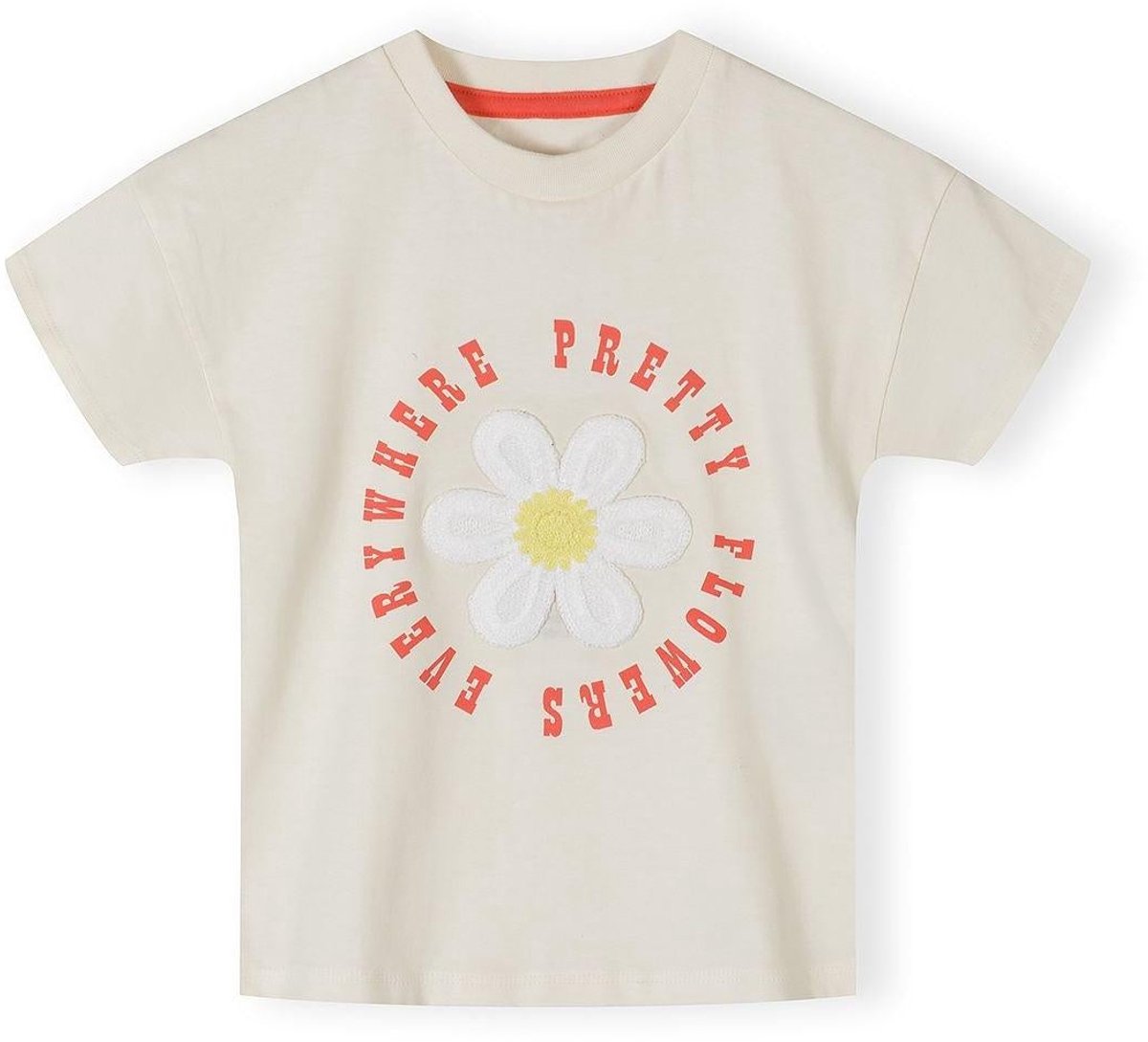 Minoti t-shirt meisjes met bloemmotief - 100% katoen - ecru
