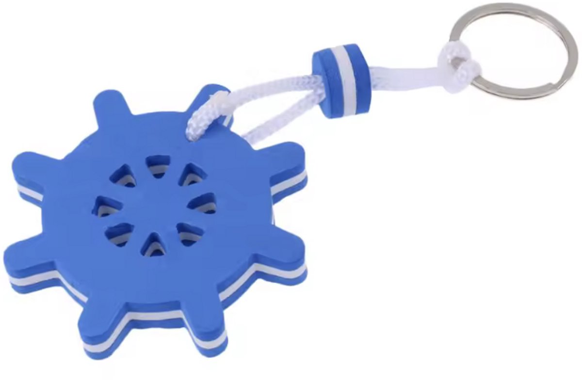 Sleutelhanger die blijft drijven - Drijvende Sleutelhanger - Foam - Floatable keychain - 1 stuk - Stuurwiel - Roer - Blauw - Watersport sleutelhanger - CHPN