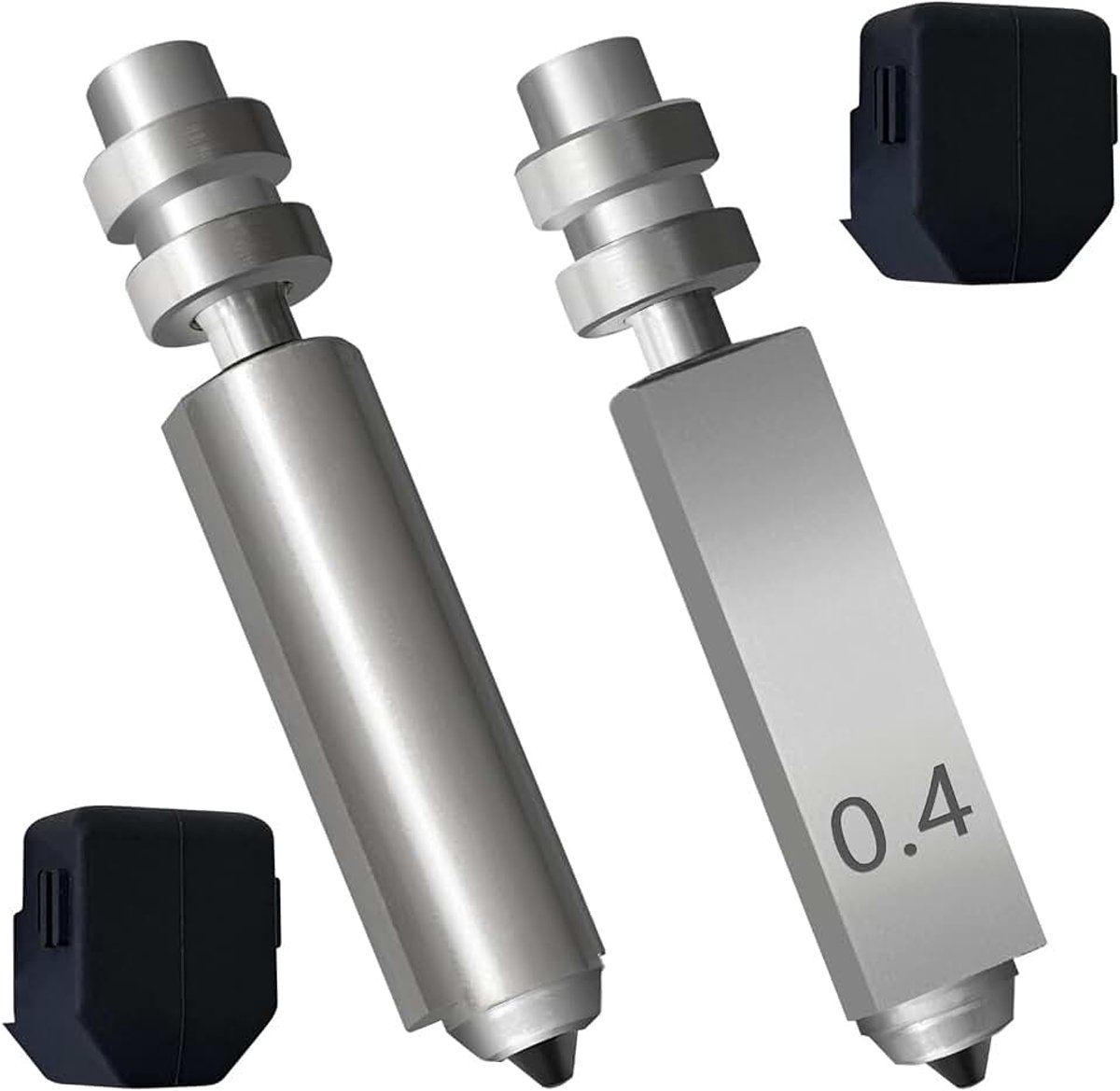 2 stuks 0,4 mm Kobra X sproeiers extruder printkopset gehard stalen mondstuk hittebestendig snel vervangbaar voor Anycubic Kobra X accessoires inclusief 2 siliconen beschermhoezen